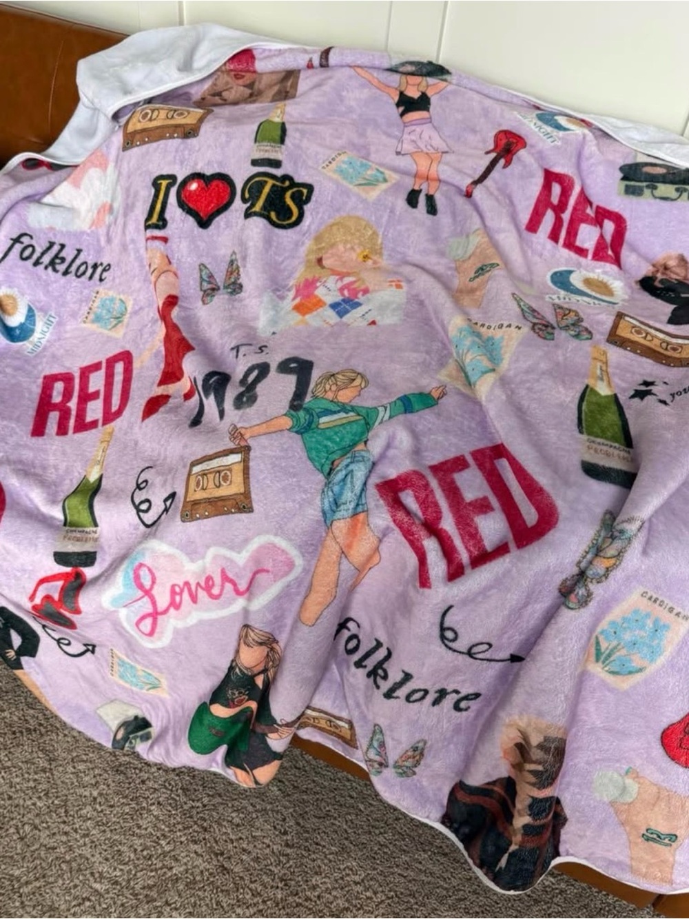 Taylor Swift Eras themed Lavender large Plush Throw Blanket - Fan Design